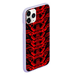Чехол iPhone 11 Pro матовый Красная техно-броня на чёрном фоне, цвет: 3D-светло-сиреневый — фото 2