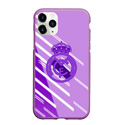 Чехол iPhone 11 Pro матовый Real Madrid текстура фк, цвет: 3D-фиолетовый