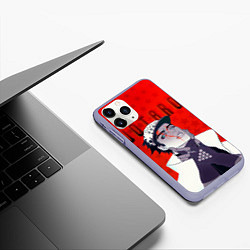 Чехол iPhone 11 Pro матовый Джотаро Куджо на фоне звездочек из ДжоДжо, цвет: 3D-светло-сиреневый — фото 2