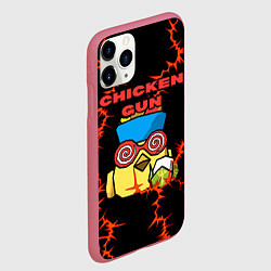 Чехол iPhone 11 Pro матовый Чикен ган молнии, цвет: 3D-малиновый — фото 2
