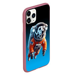 Чехол iPhone 11 Pro матовый Далматинец космонавт в открытом космосе, цвет: 3D-малиновый — фото 2