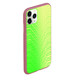 Чехол iPhone 11 Pro матовый Зелёные градиентные линии, цвет: 3D-малиновый — фото 2