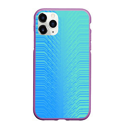 Чехол iPhone 11 Pro матовый Голубые градиентные линии, цвет: 3D-фиолетовый