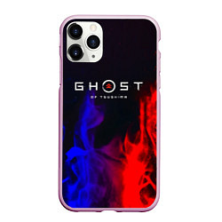 Чехол iPhone 11 Pro матовый Ghost of Tsushima неоновый огонь, цвет: 3D-розовый