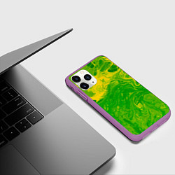 Чехол iPhone 11 Pro матовый Зеленые подтеки, цвет: 3D-фиолетовый — фото 2