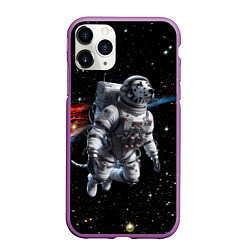 Чехол iPhone 11 Pro матовый The dalmatian brave cosmonaut - ai art, цвет: 3D-фиолетовый