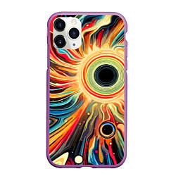 Чехол iPhone 11 Pro матовый Space abstraction - ai art, цвет: 3D-фиолетовый