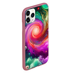 Чехол iPhone 11 Pro матовый Космическая неоновая фантазия - нейросеть, цвет: 3D-малиновый — фото 2