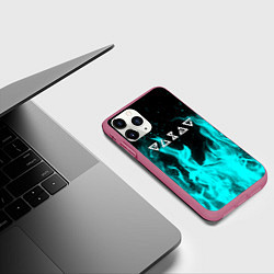 Чехол iPhone 11 Pro матовый Ведьмак лого в огне, цвет: 3D-малиновый — фото 2