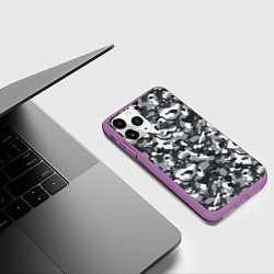 Чехол iPhone 11 Pro матовый Серый пиксельный камуфляж, цвет: 3D-фиолетовый — фото 2