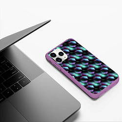 Чехол iPhone 11 Pro матовый Красно-черно-зеленые кубики, цвет: 3D-фиолетовый — фото 2