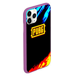 Чехол iPhone 11 Pro матовый PUBG краски огонь и лёд, цвет: 3D-фиолетовый — фото 2