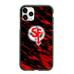 Чехол iPhone 11 Pro матовый Sally face красные искры, цвет: 3D-темно-зеленый