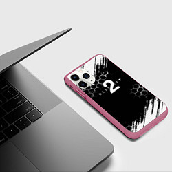 Чехол iPhone 11 Pro матовый Destiny абстракция краски рпг, цвет: 3D-малиновый — фото 2