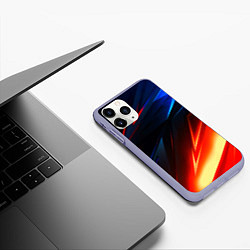 Чехол iPhone 11 Pro матовый Geometry stripes neon steel, цвет: 3D-светло-сиреневый — фото 2