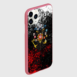 Чехол iPhone 11 Pro матовый Россия имперская брызги красок, цвет: 3D-малиновый — фото 2
