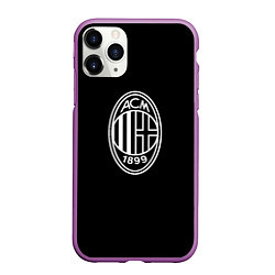 Чехол iPhone 11 Pro матовый Milan fc белое лого, цвет: 3D-фиолетовый