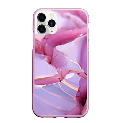 Чехол iPhone 11 Pro матовый Куски розового мрамора, цвет: 3D-розовый