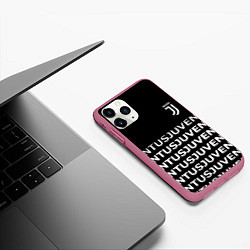 Чехол iPhone 11 Pro матовый Juventus pattern fc club steel, цвет: 3D-малиновый — фото 2