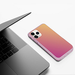 Чехол iPhone 11 Pro матовый Градиент желтый малиновый по диагонали, цвет: 3D-розовый — фото 2