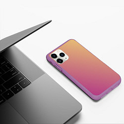 Чехол iPhone 11 Pro матовый Градиент желтый малиновый по диагонали, цвет: 3D-фиолетовый — фото 2