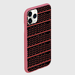Чехол iPhone 11 Pro матовый Красные круги и полосы, цвет: 3D-малиновый — фото 2