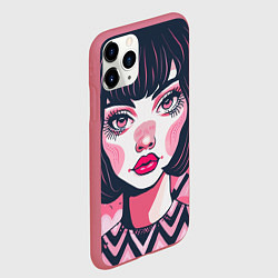 Чехол iPhone 11 Pro матовый Красотка с сердечками, цвет: 3D-малиновый — фото 2