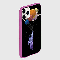 Чехол iPhone 11 Pro матовый Космонавт с воздушными шарами, цвет: 3D-фиолетовый — фото 2