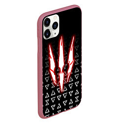 Чехол iPhone 11 Pro матовый The witcher - red logo, цвет: 3D-малиновый — фото 2