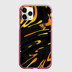 Чехол iPhone 11 Pro матовый Porsche - Желтые разводы, цвет: 3D-малиновый