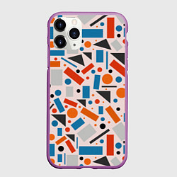 Чехол iPhone 11 Pro матовый Прямоугольники и круги, цвет: 3D-фиолетовый