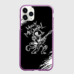 Чехол iPhone 11 Pro матовый Кот хэви металл, цвет: 3D-фиолетовый