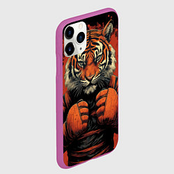 Чехол iPhone 11 Pro матовый Муай-Тай тигр в стойке боевые искусства, цвет: 3D-фиолетовый — фото 2