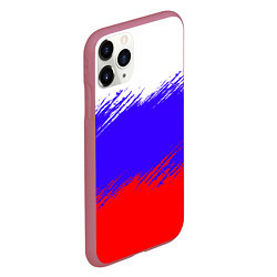 Чехол iPhone 11 Pro матовый Триколор штрихи, цвет: 3D-малиновый — фото 2