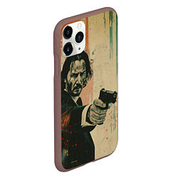 Чехол iPhone 11 Pro матовый Джон Уик с пистолетом, цвет: 3D-коричневый — фото 2