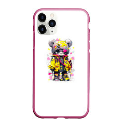 Чехол iPhone 11 Pro матовый Медвежонок аниме в стиле pop art, цвет: 3D-малиновый