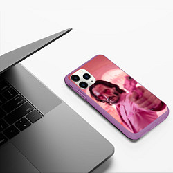 Чехол iPhone 11 Pro матовый Джон Уик в розовых очках сердечках, цвет: 3D-фиолетовый — фото 2