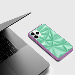 Чехол iPhone 11 Pro матовый Объемные пирамидки, цвет: 3D-фиолетовый — фото 2