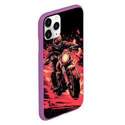 Чехол iPhone 11 Pro матовый Мотокросс красные брызги, цвет: 3D-фиолетовый — фото 2