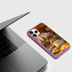 Чехол iPhone 11 Pro матовый Крыса повар готовит на кухне, цвет: 3D-фиолетовый — фото 2