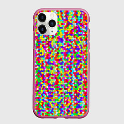 Чехол iPhone 11 Pro матовый Разноцветная мелкая мозаика, цвет: 3D-малиновый
