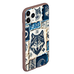 Чехол iPhone 11 Pro матовый Волки на дениме, цвет: 3D-коричневый — фото 2