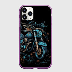 Чехол iPhone 11 Pro матовый Ретро абстрактный мотоцикл, цвет: 3D-фиолетовый
