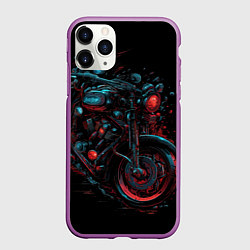 Чехол iPhone 11 Pro матовый Мотоцикл в стиле киберпанк, цвет: 3D-фиолетовый