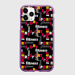 Чехол iPhone 11 Pro матовый Спортивный узор желтый красный черный, цвет: 3D-фиолетовый