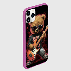 Чехол iPhone 11 Pro матовый Плюшевый медведь музыкант с гитарой, цвет: 3D-фиолетовый — фото 2