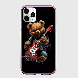 Чехол iPhone 11 Pro матовый Большой плюшевый медведь играет на гитаре, цвет: 3D-фиолетовый