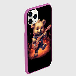 Чехол iPhone 11 Pro матовый Плюшевый медведь играет на гитаре, цвет: 3D-фиолетовый — фото 2