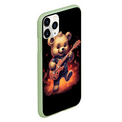 Чехол iPhone 11 Pro матовый Плюшевый медведь играет на гитаре, цвет: 3D-салатовый — фото 2