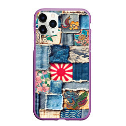 Чехол iPhone 11 Pro матовый Японское художество пэчворк, цвет: 3D-фиолетовый